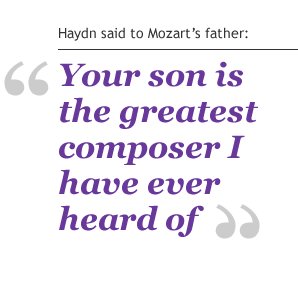 haydn said to mozarts father: Your son is the greatest composer I have ever heard of